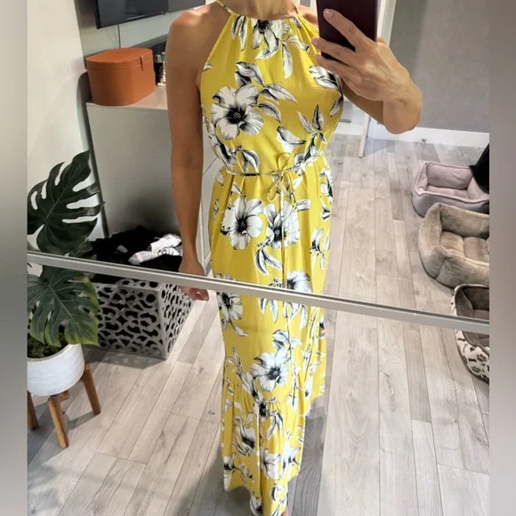 Banana Republic Yellow Halter Maxi Sundress